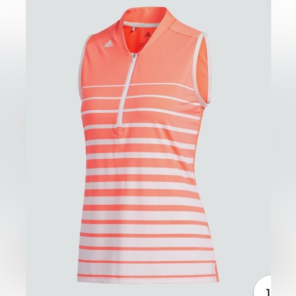 Adidas Women Golf ENGINEERED STRIPE SLEEVELESS POLO SHIRT - Picture 4 of 15